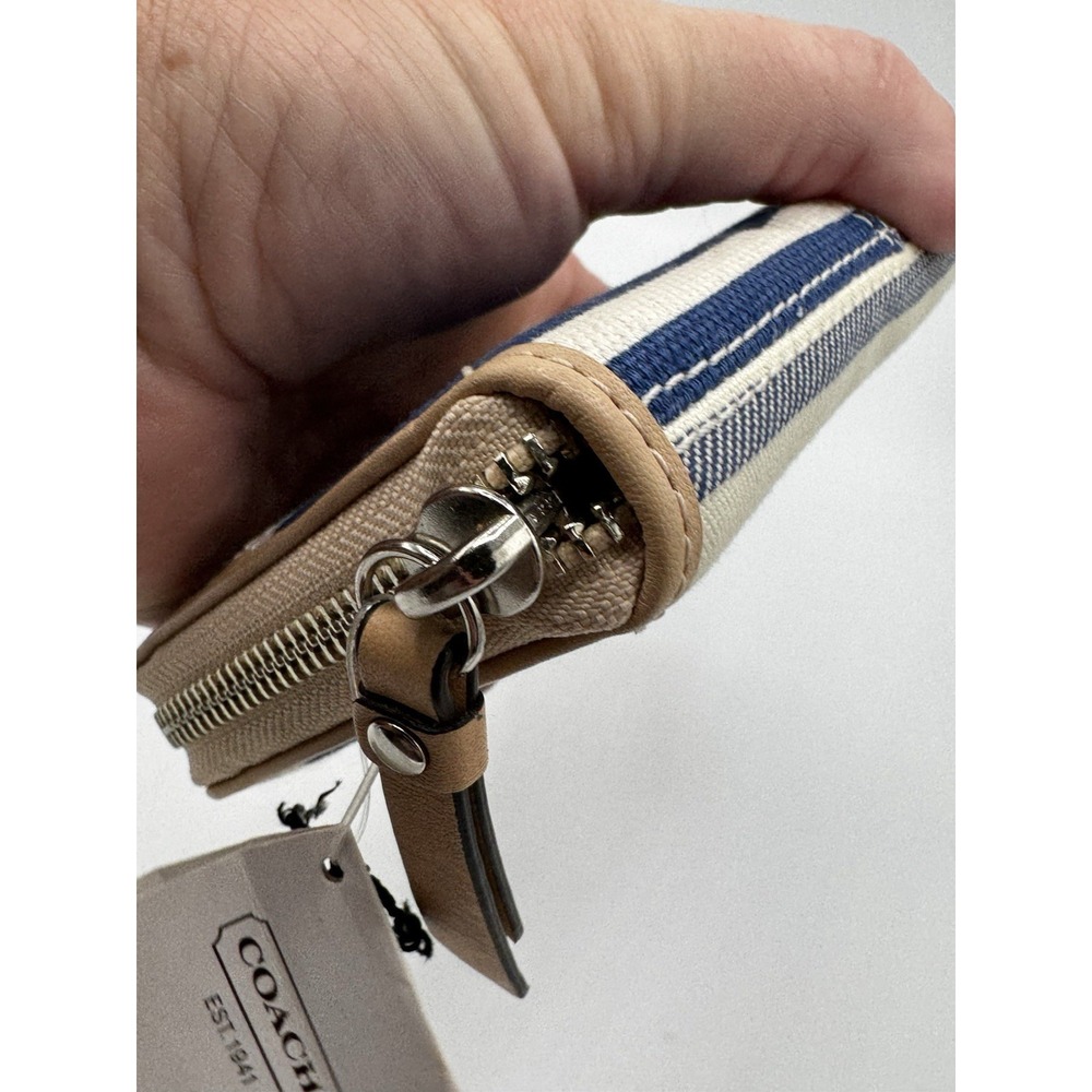 NEW Vintage coach Patchwork Long Wallet Navy And Cream Solid And Stripe GC PT3 - Picture 3 of 7